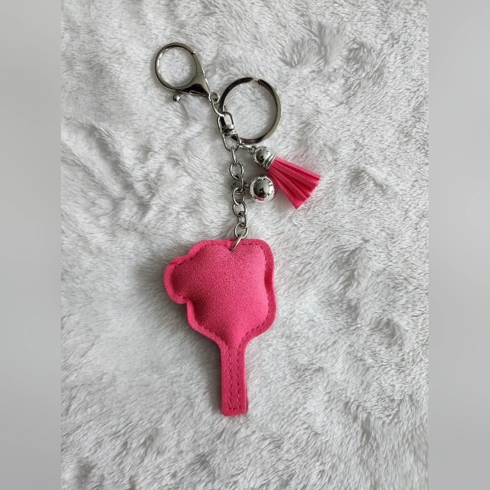 Pink and Gold Pickleball Keychain Accessory